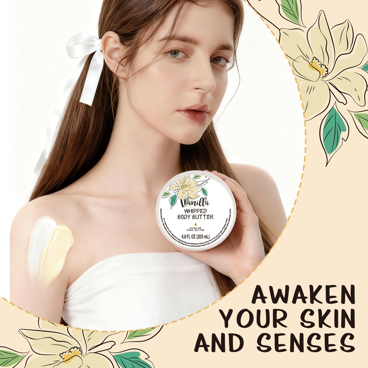 Embleaf mantequilla batida de vainilla, cuidado de cuello y brazos para piel nutrida