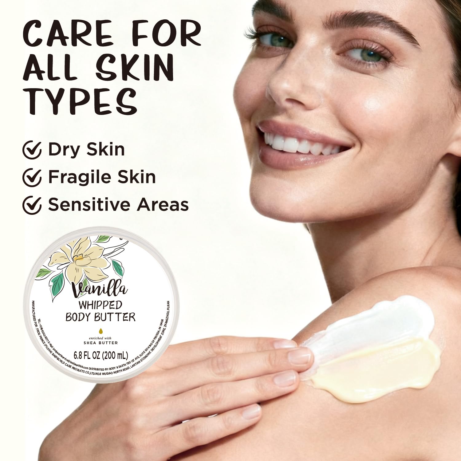 Embleaf mantequilla batida de vainilla, aplicación en manos con absorción rápida