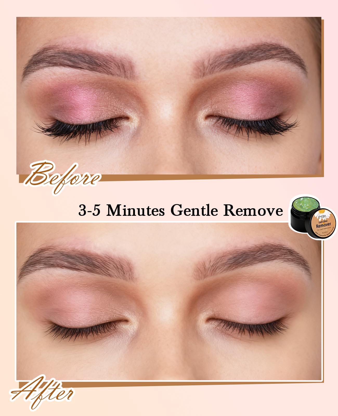 EMEDA removal process lifting lashes with cotton for safe removal