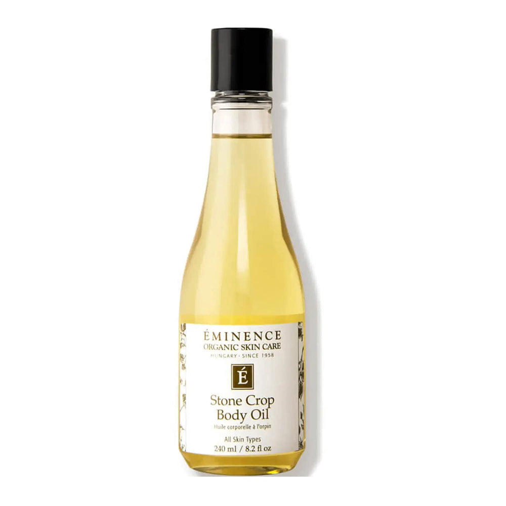 Eminence Stone Crop huile corporelle en bouteille pompe, apaise et hydrate durablement la peau.