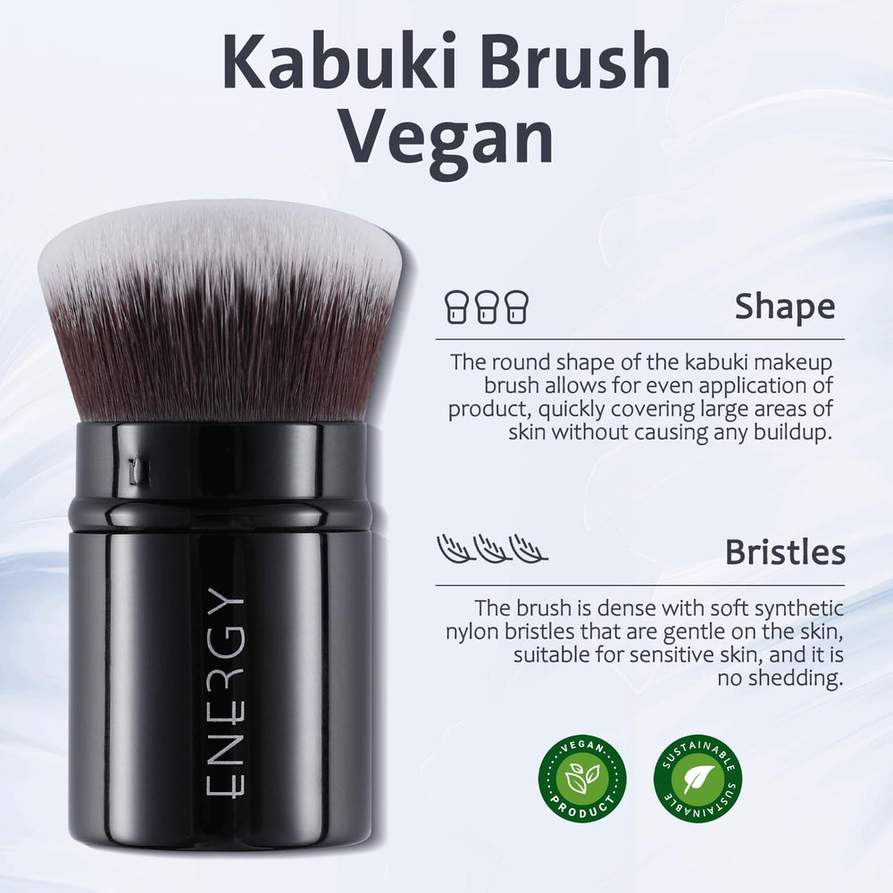 ENERGY Kabuki retráctil: multiuso para polvo, crema y bronceador.