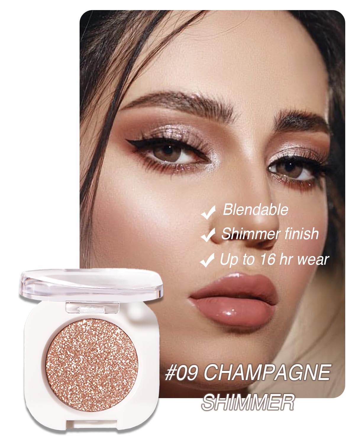 Enfuntins Glitter Eyeshadow Single: aplicación suave y cómoda para párpados.