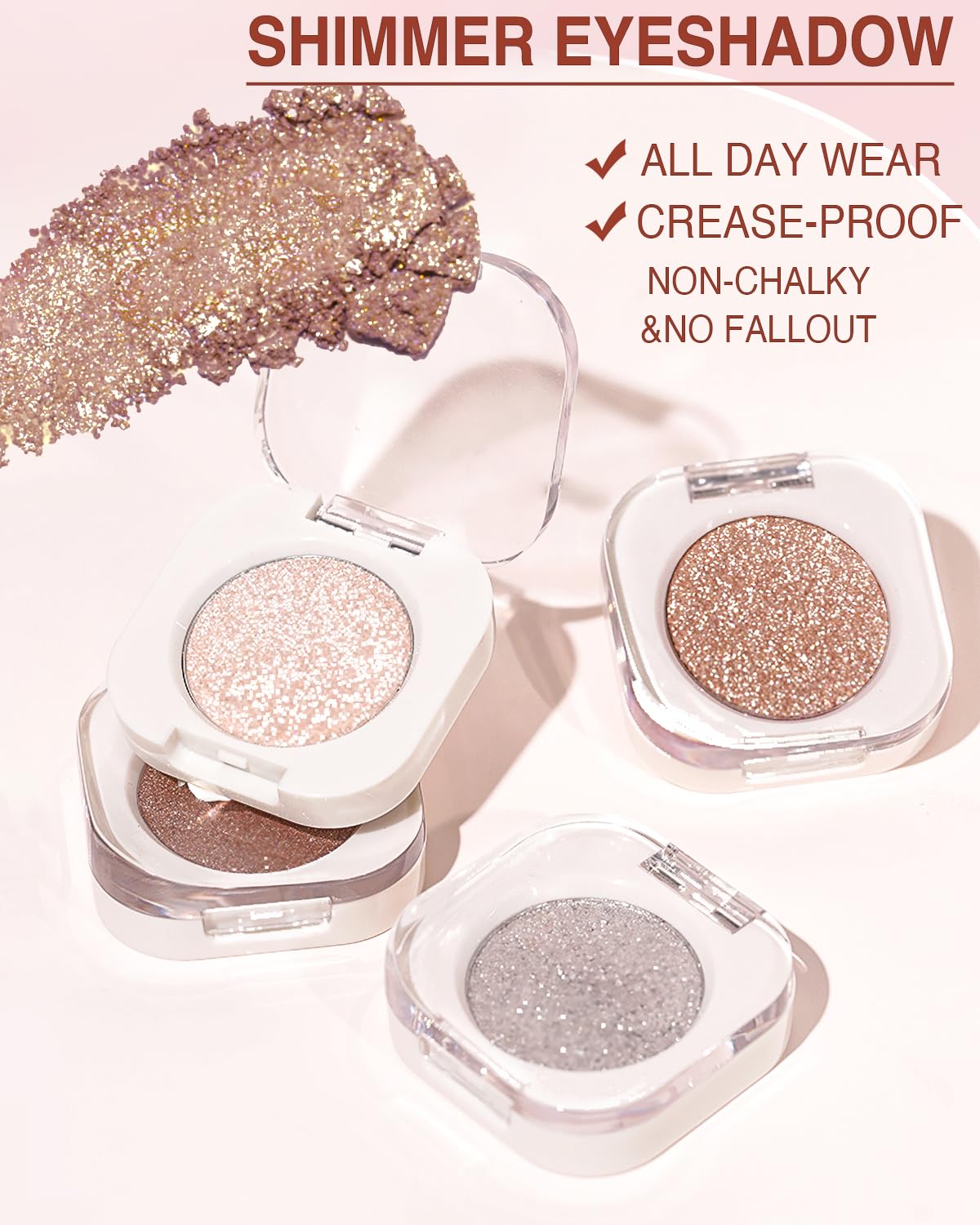Enfuntins Glitter Eyeshadow Single: fórmula a prueba de pliegues para color estable.