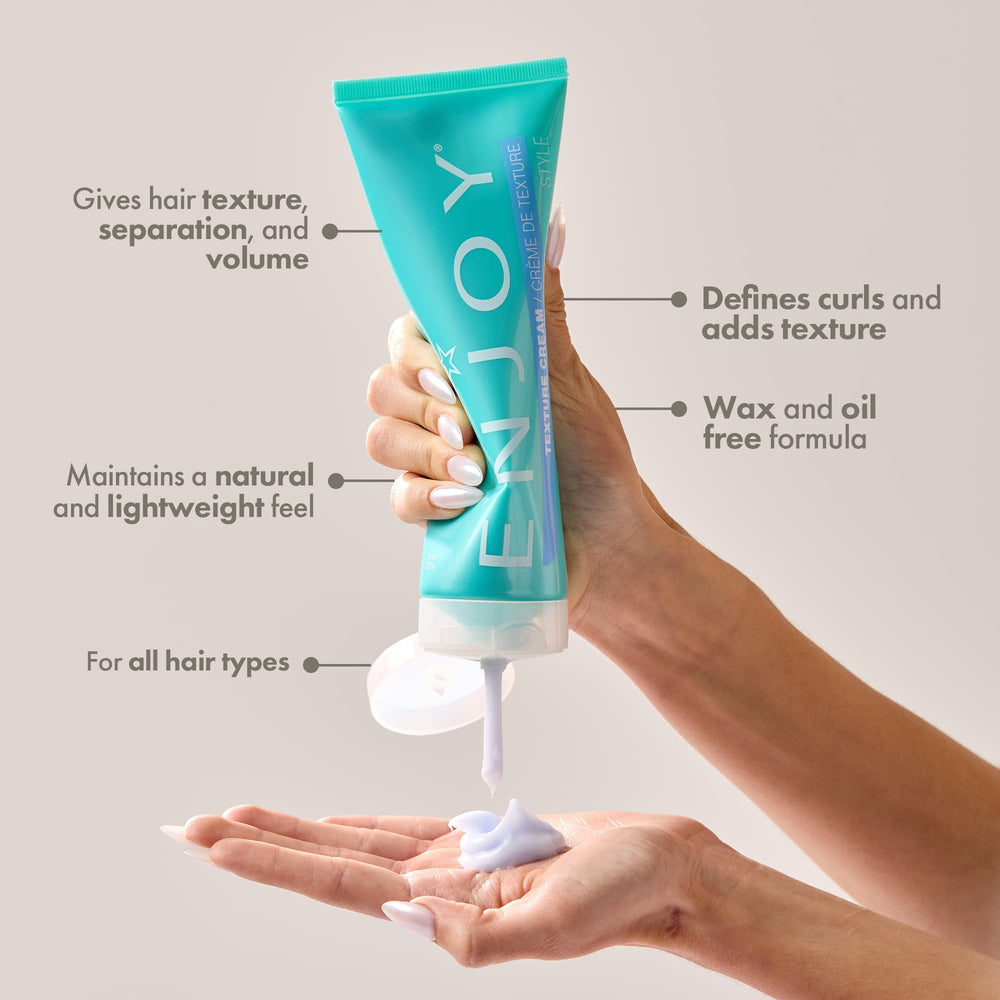 Enjoy Texture Cream texture close-up shows smooth glide and detangling benefit.