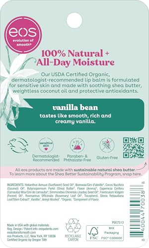 EOS bálsamo labial vainilla esfera: aplicación suave para labios sensibles.