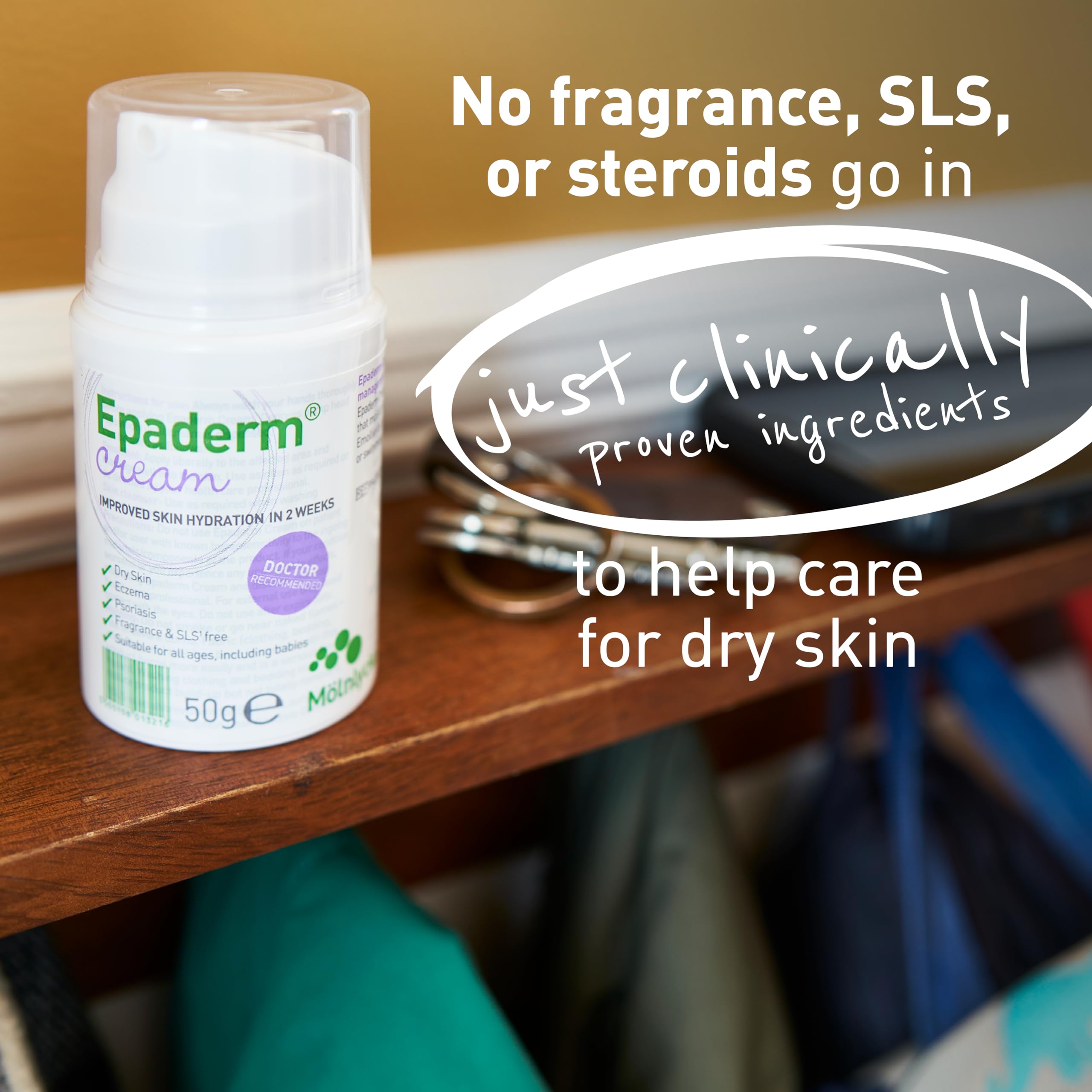 Epaderm Crema 50 g, piel sensible con humectación segura.