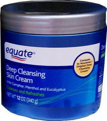 Equate crema limpiadora profunda 12oz, limpia profundamente y refresca la piel con mentol y eucalipto.