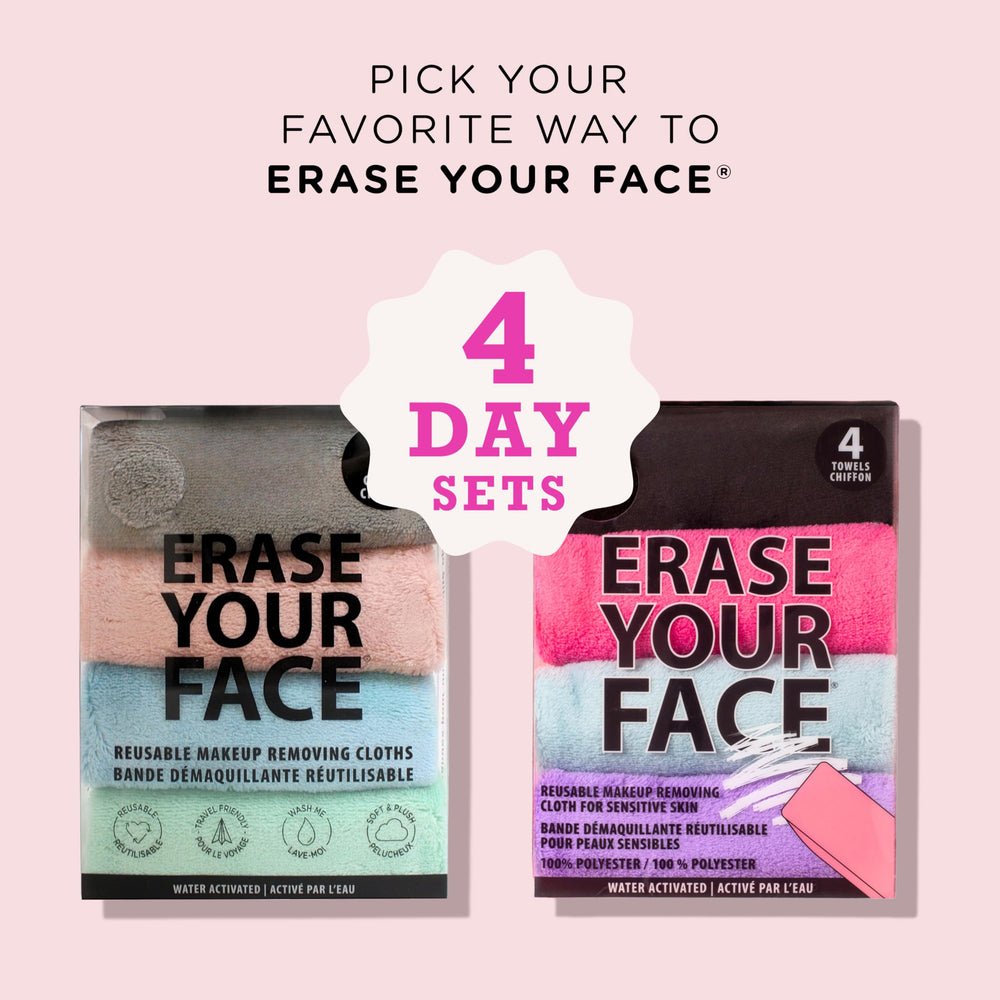 Erase Your Face microfibra suave para piel sensible, limpieza diaria suave.