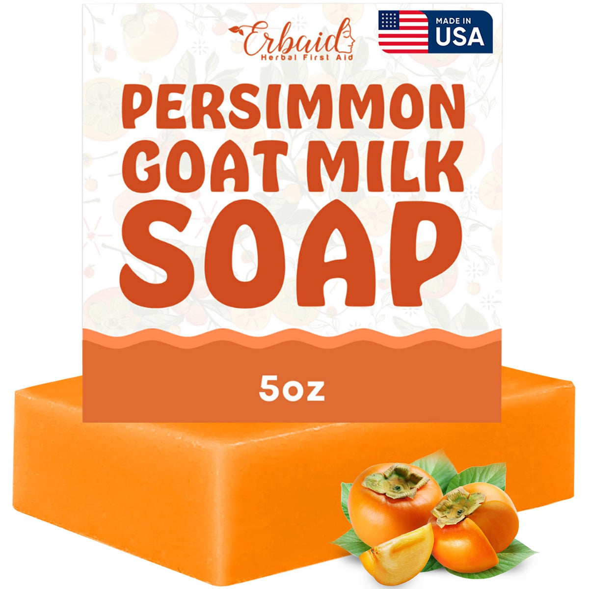 Erbaid Jabón Persimmon, barra para olor corporal que neutraliza olores con suavidad