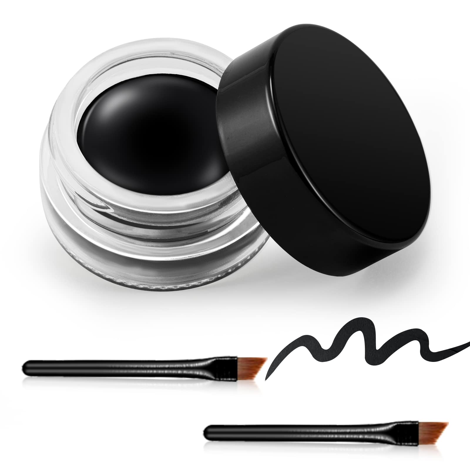 Delineador gel negro Erinde en envase, delineado preciso y duradero.