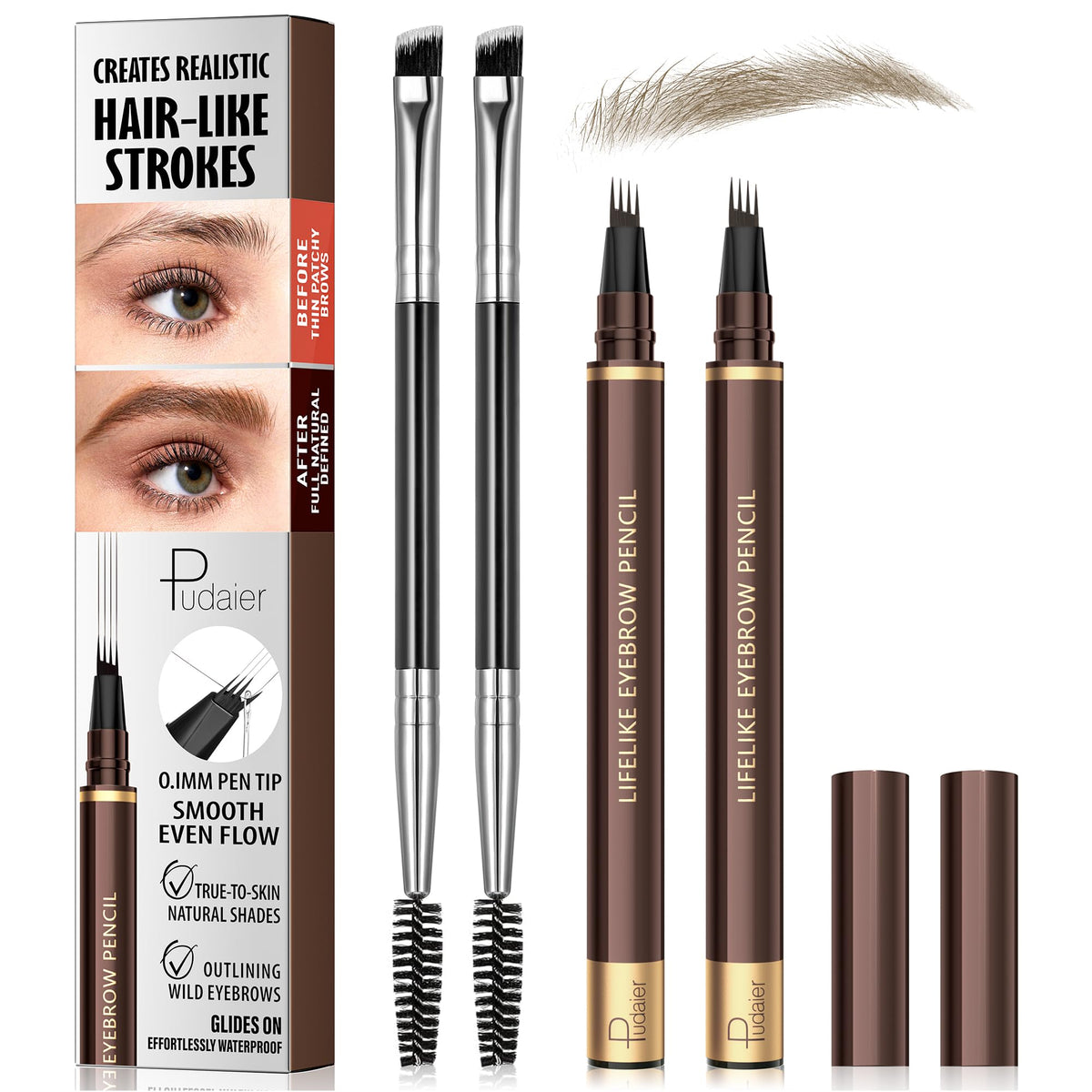 Espoce 2pack lapiz cejas microblading 4 puntas, trazos precisos para cejas naturales