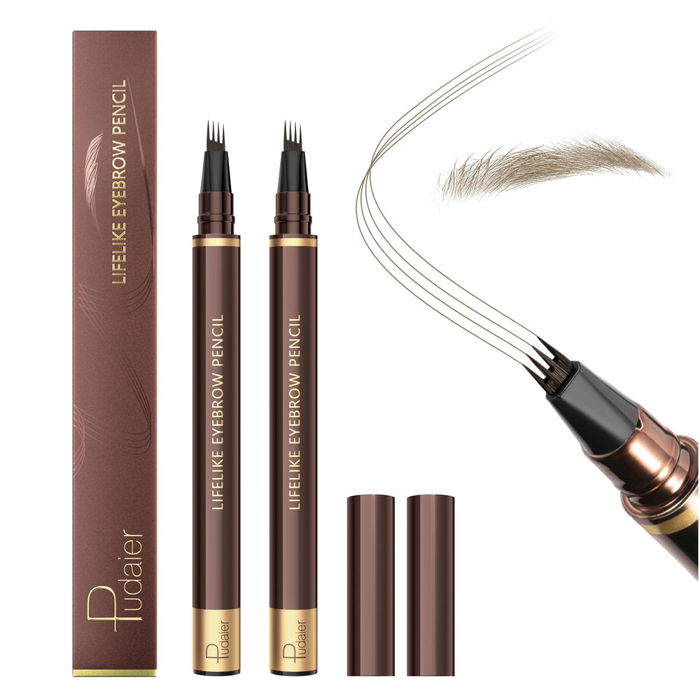 Espoce doble pack lápiz cejas impermeable con 4 puntas para definición precisa