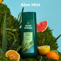 Espuma densa Aloe Mist cubriendo la piel durante la ducha.