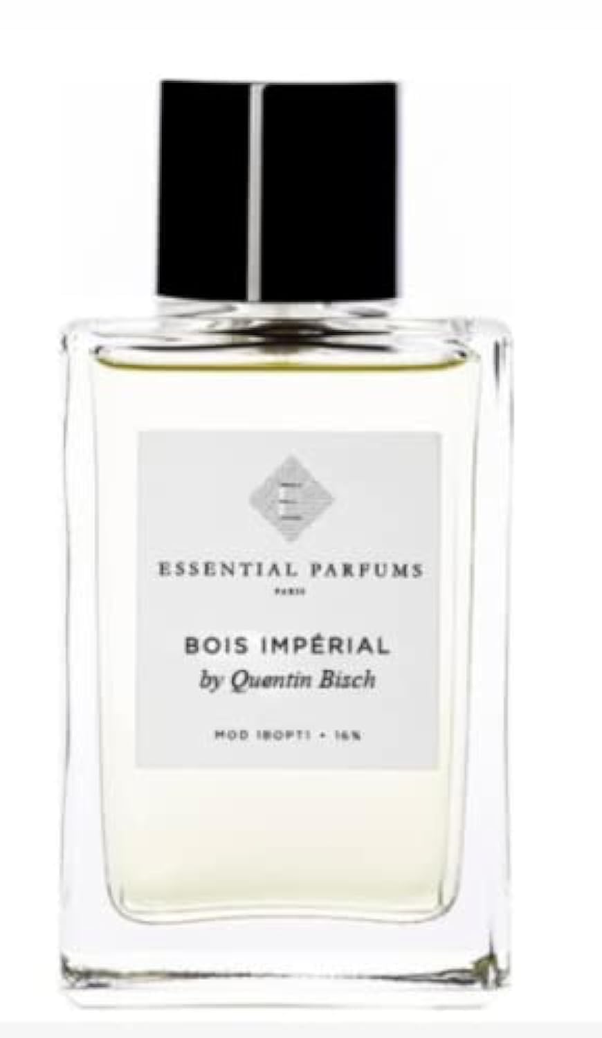 Essential Parfums Bois Imperial EDP, botella centrada, aroma sofisticado para ocasiones especiales.