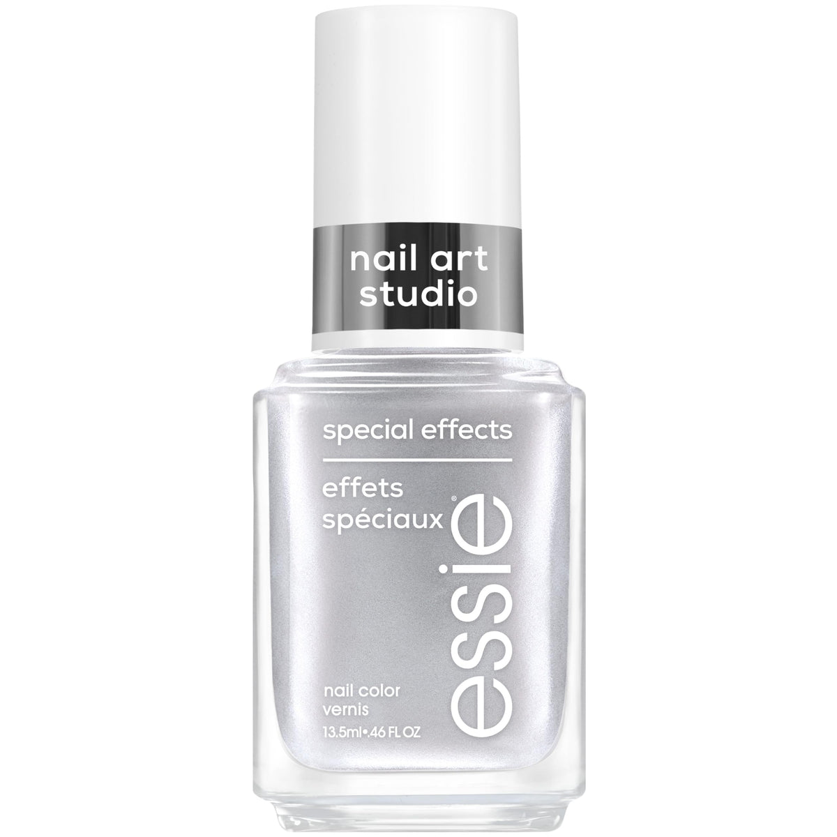 Essie Nail Art Studio Cosmic Chrome: botella con acabado plateado suave para uso en casa