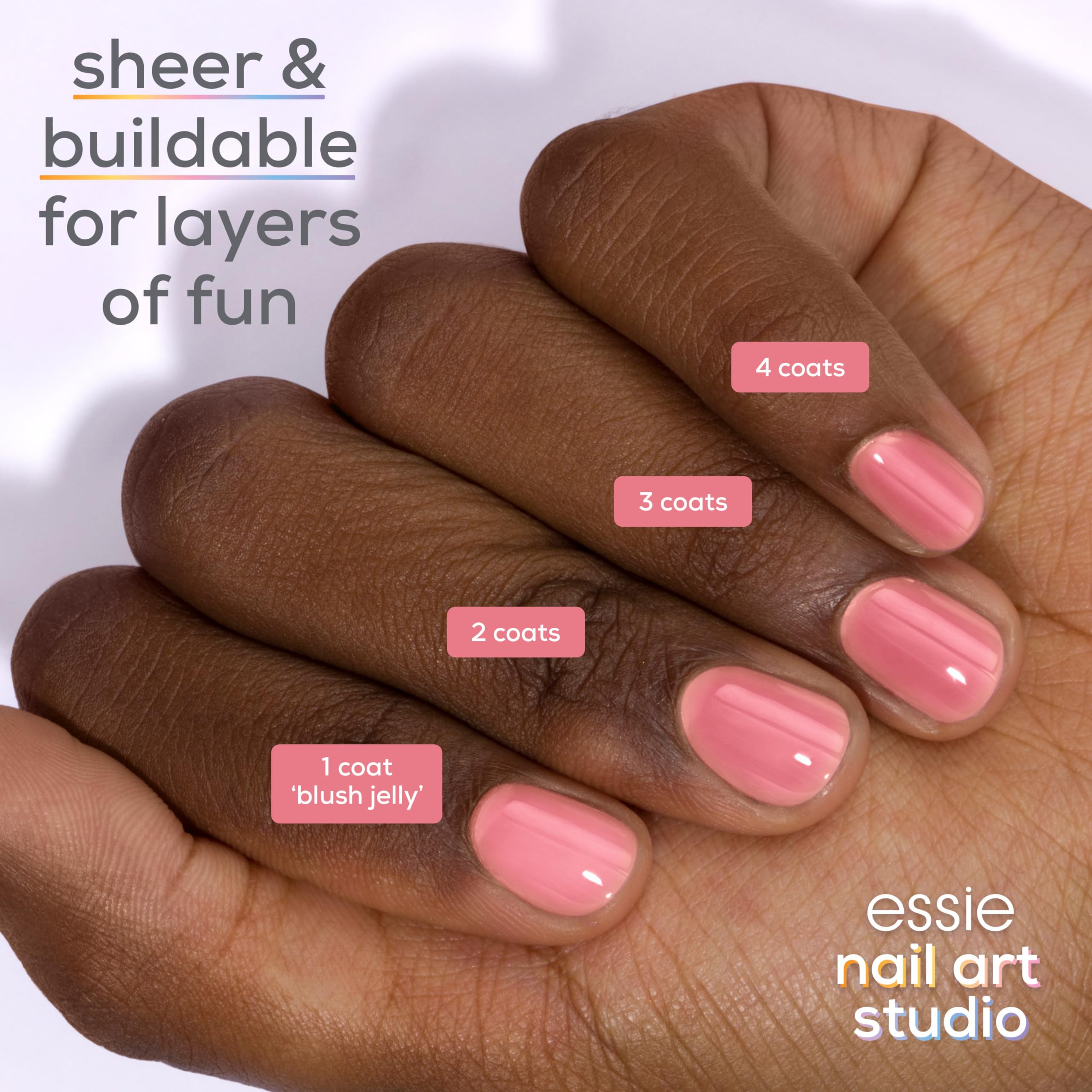 essie jelly gloss cobertura en una capa para un acabado translúcido y fresco