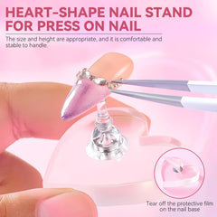ESUOHYM porta-uñas acrílico en forma de corazón con imán para diseños creativos.