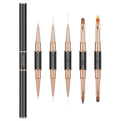 Set de brochas Etercycle para arte de uñas, doble extremo para trazos precisos.