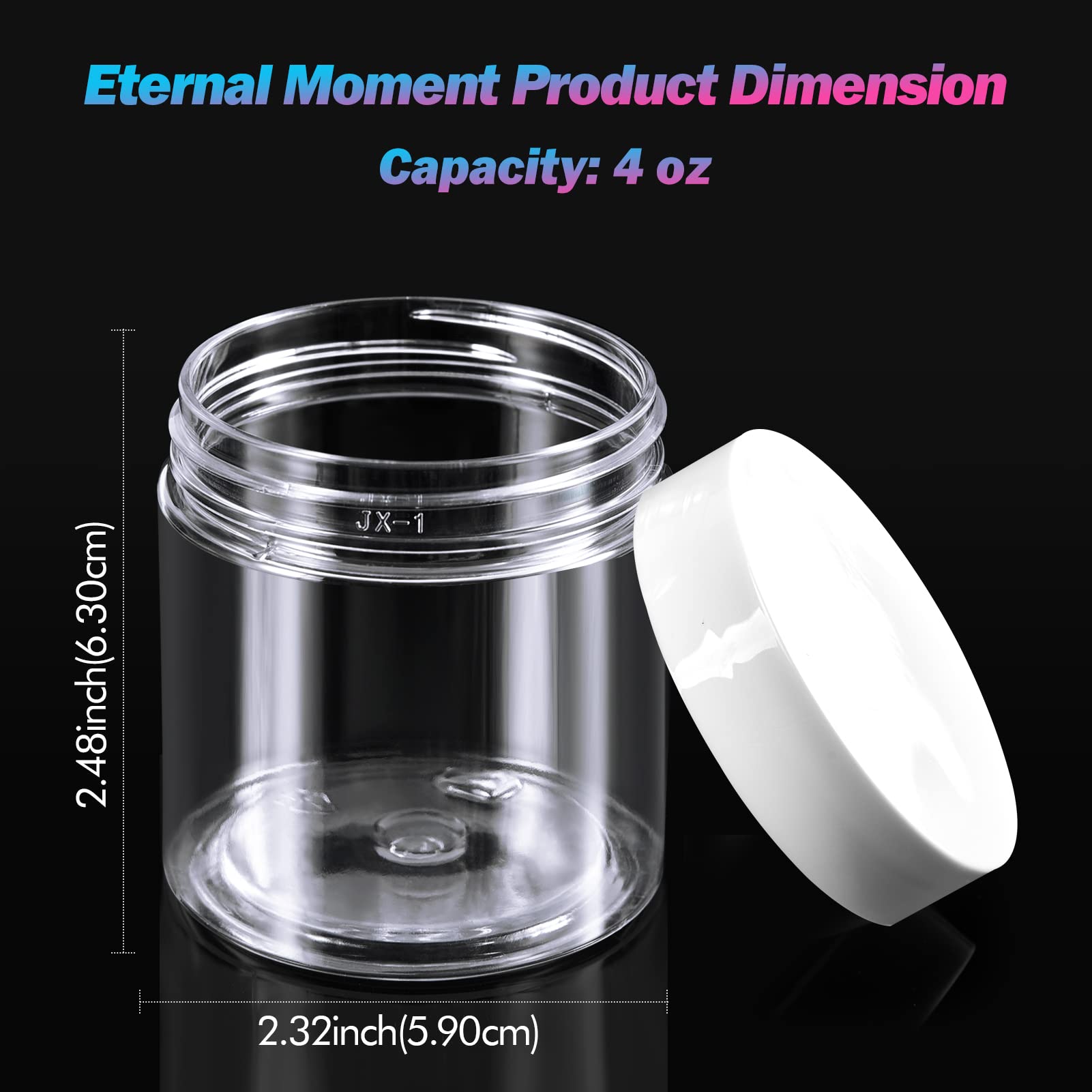 Frascos Eternal Moment 120 ml con cierre hermético y tapa blanca.