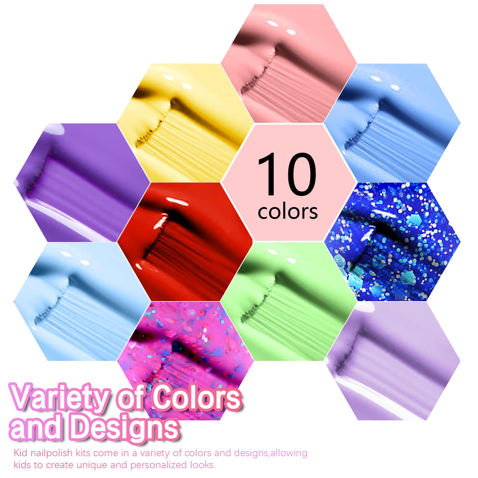 ETYJO colección de 10 colores para uñas infantiles.