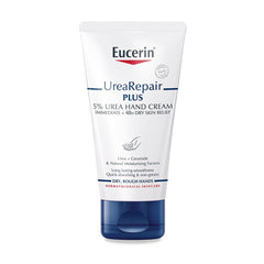 Crema de manos Eucerin intensiva con urea 5% para suavidad duradera.