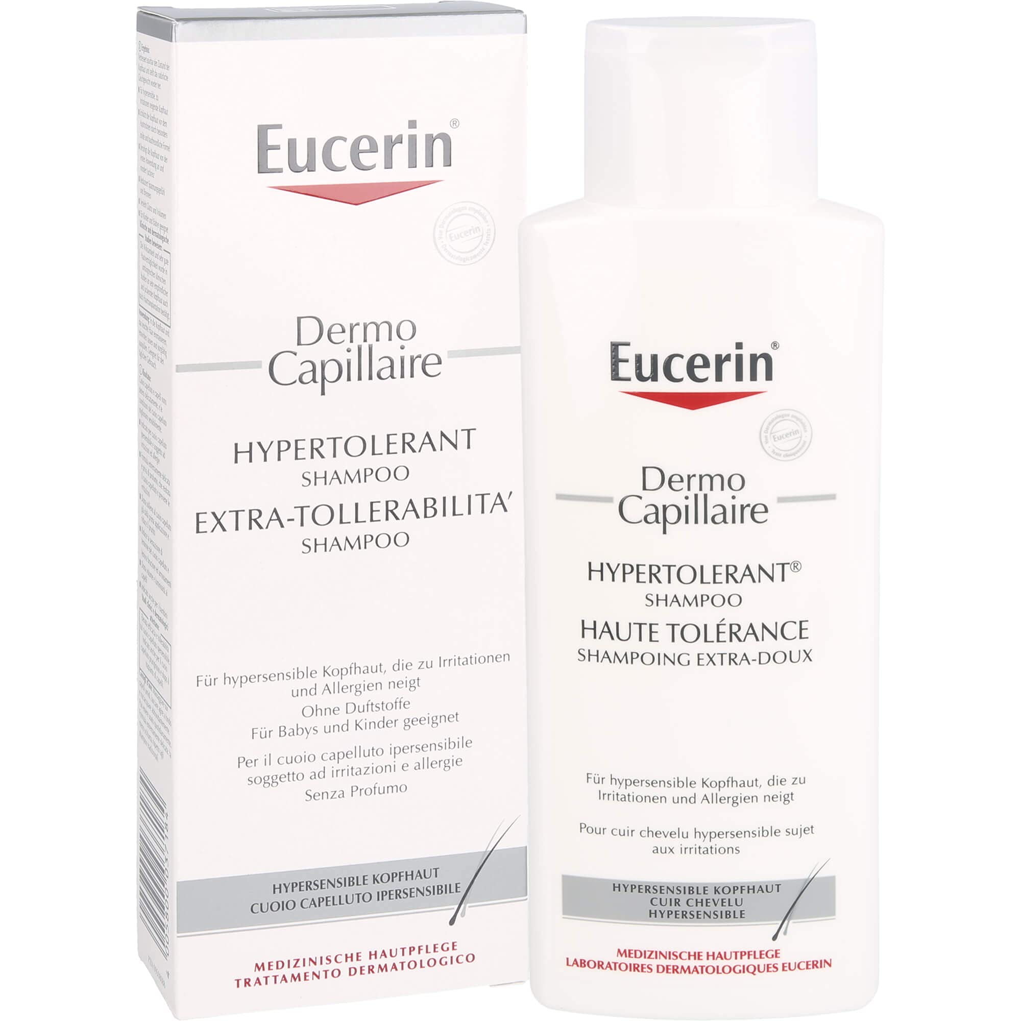 Eucerin Dermo Capilar Extra Tolerabilidad: cabello suave tras lavado, ideal para pieles sensibles.