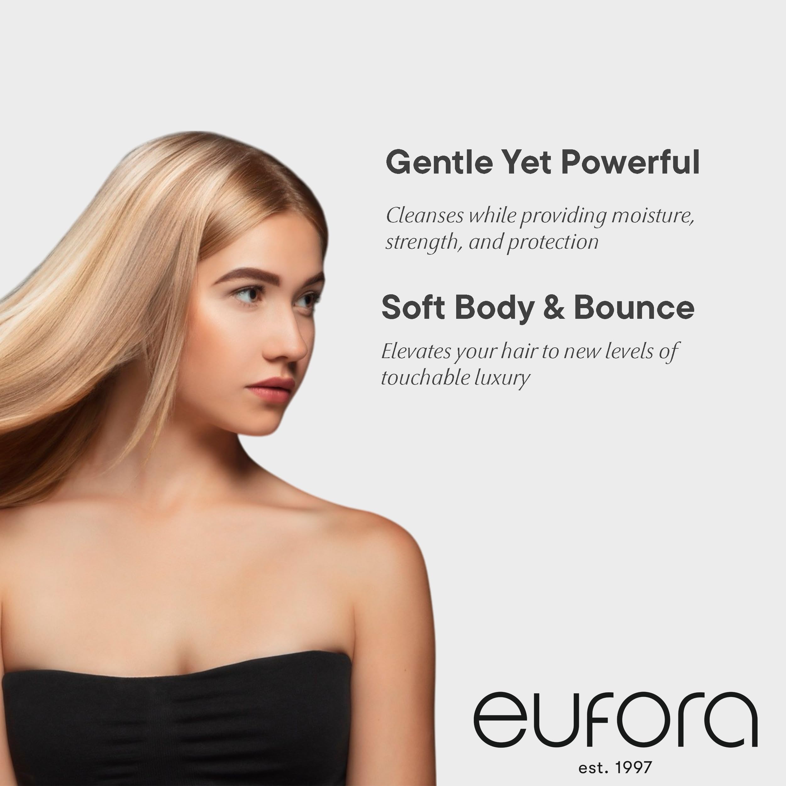 Eufora Beautifying Elixirs Bodifying Shampoo hidratacion-brillo: cabello suave y humectado.