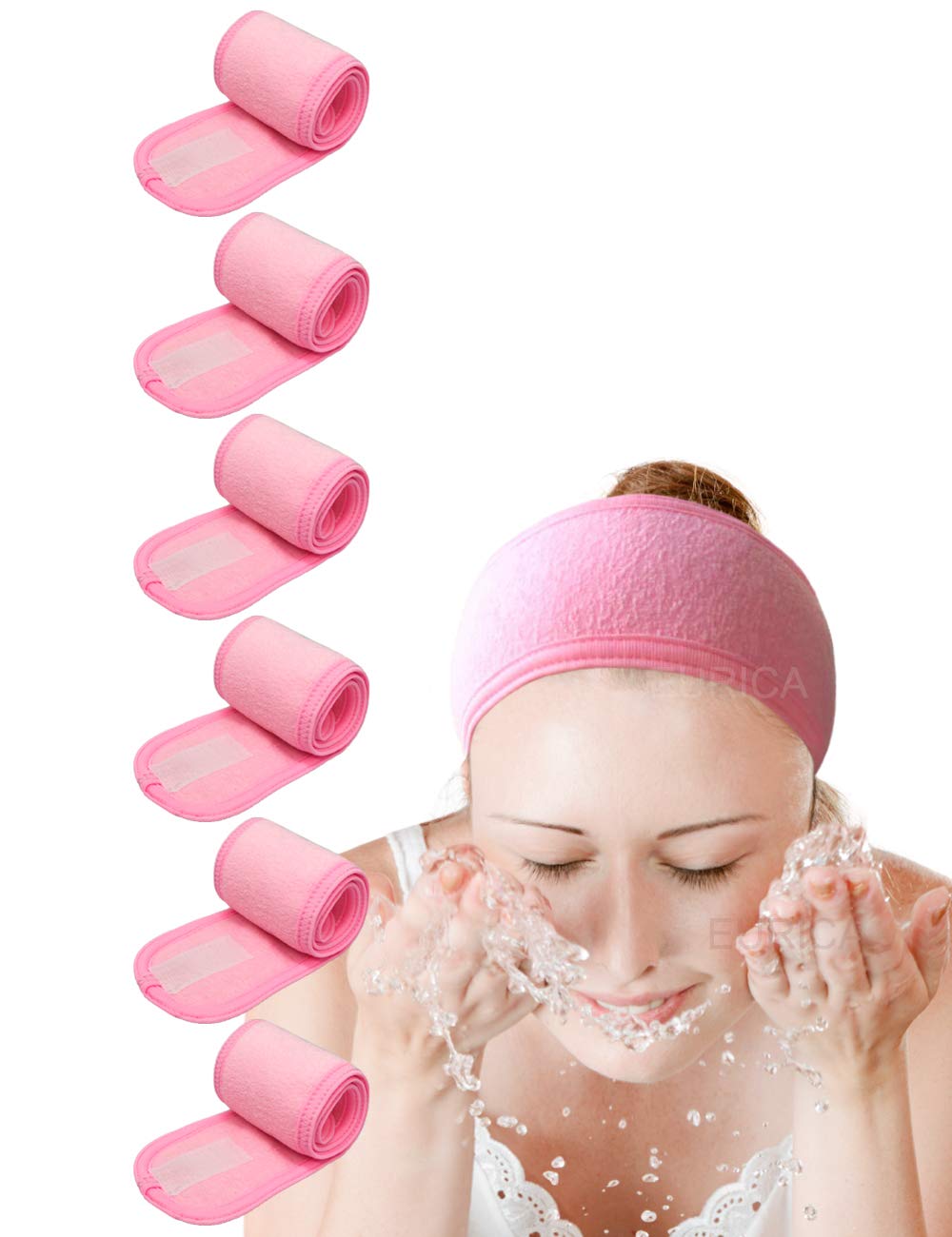 EUICAE diadema spa rosa: mantiene el cabello apartado durante la limpieza facial.