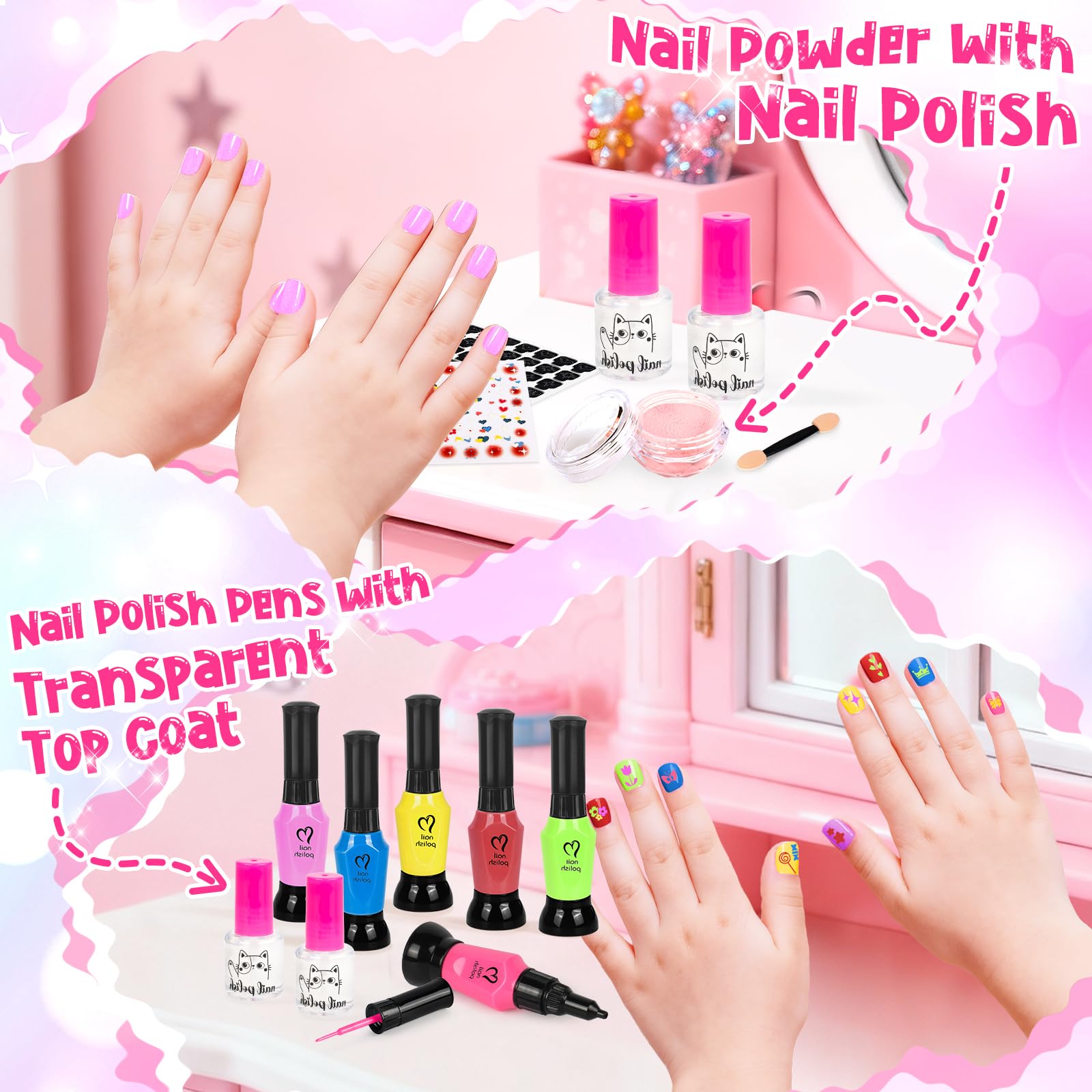 Polvo rosado de EULRGAUS para realzar uñas con brillo suave