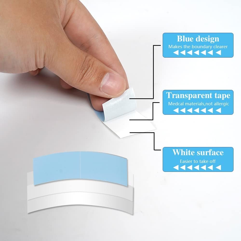 Eumos curved-design wig tape aligns with head curves for easy placement.