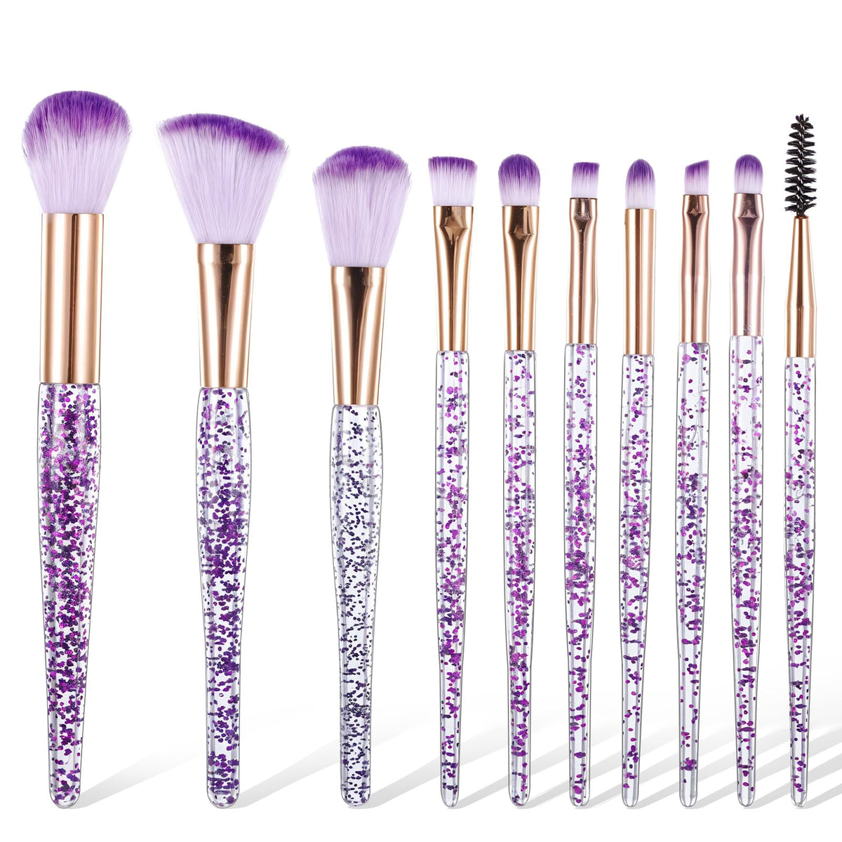 Pinceles EupHHonycs para maquillaje en cristal cristal brillante morado, ideal para todo el rostro