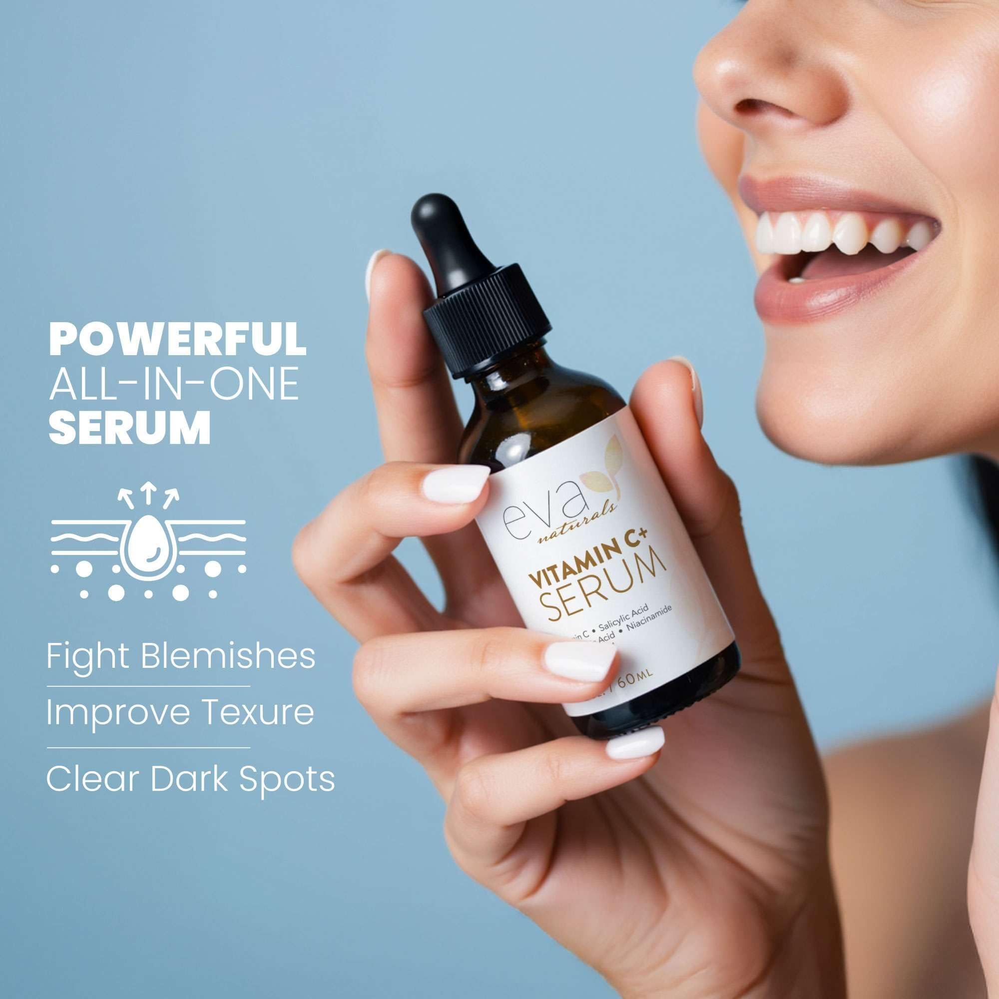Uso de mañana y noche de Eva Naturals para consistencia en la rutina.