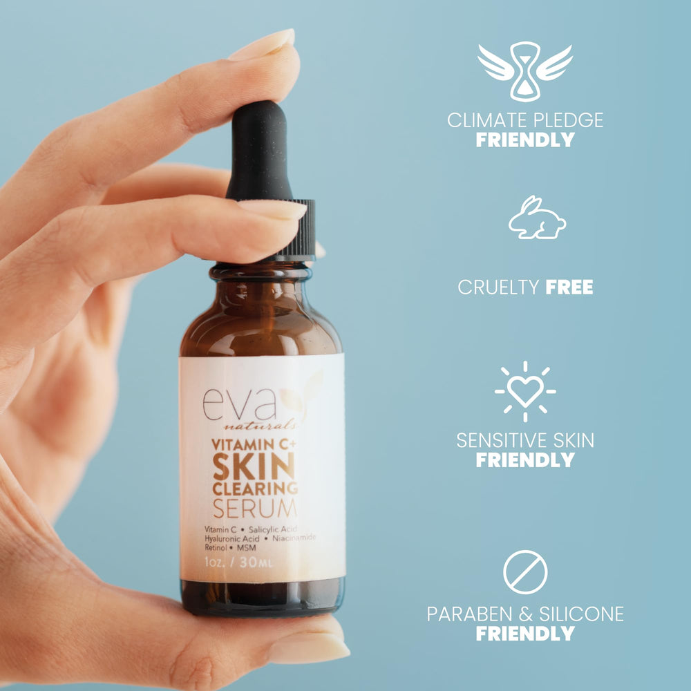 Aplicación diaria con Eva Naturals Serum Vitamina C y Retinol.