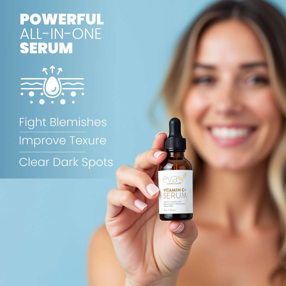Eva Naturals Serum Vitamina C, uso diario, parte esencial de la rutina facial.