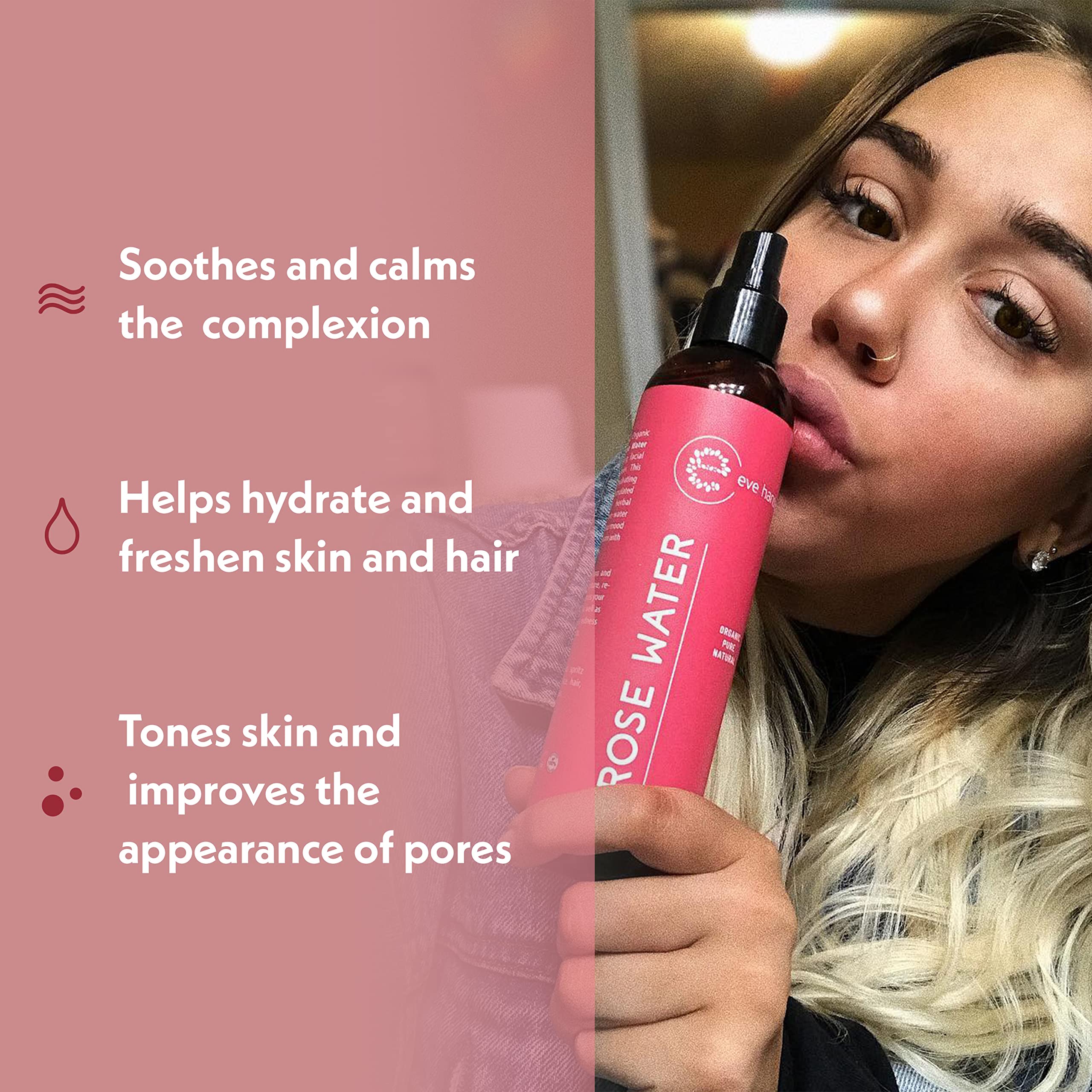 Eve Hansen Agua de Rosas: bruma facial para refrescar y tonificar.