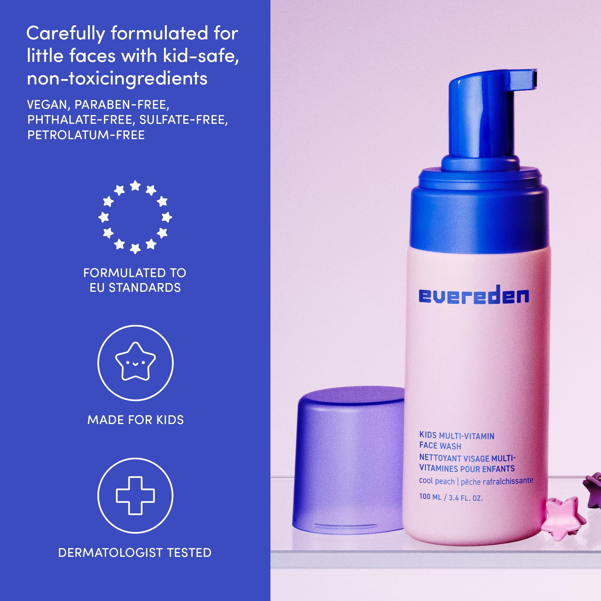 Evereden Kids Face Wash espuma cremosa que enjuaga fácilmente