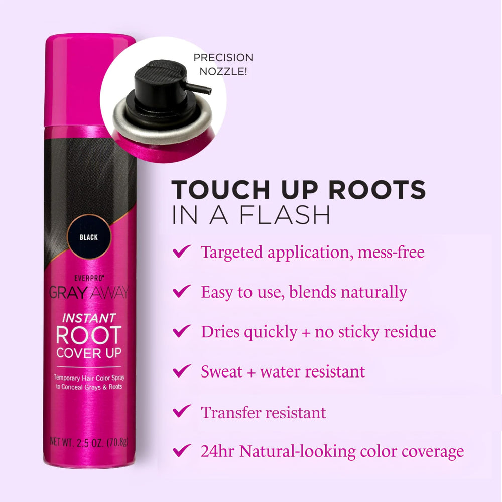 EverPro Gray Away cobertura que puede durar hasta 24 horas en cabello negro.