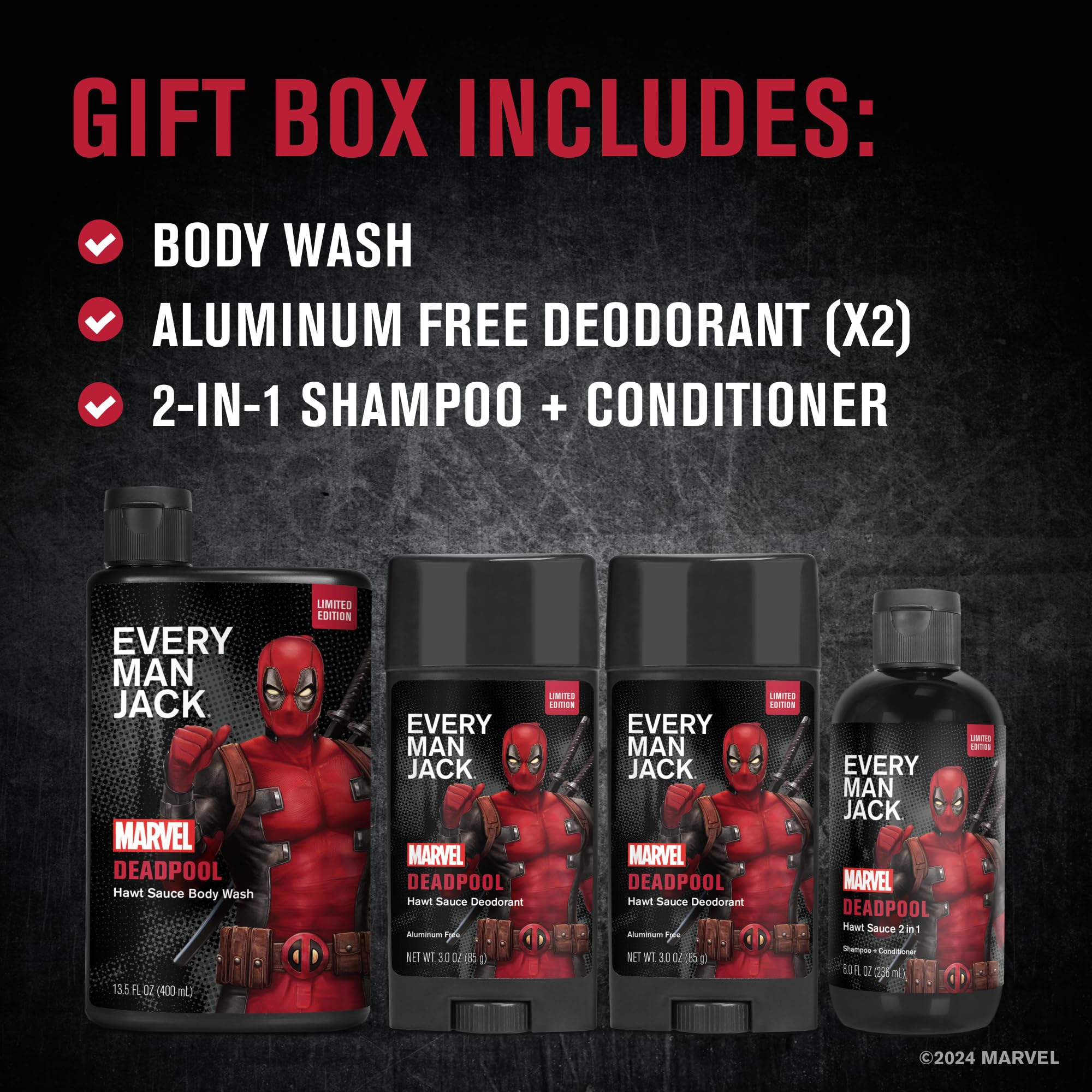 Every Man Jack Deadpool Set champú 2 en 1, cabello limpio y manejable.