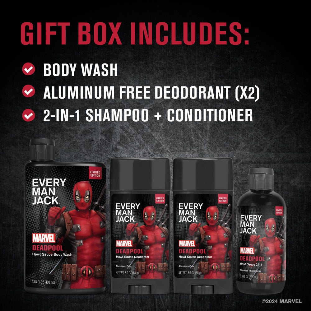 Every Man Jack Deadpool Set champú 2 en 1, cabello limpio y manejable.