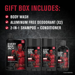 Every Man Jack Deadpool Set champú 2 en 1, cabello limpio y manejable.