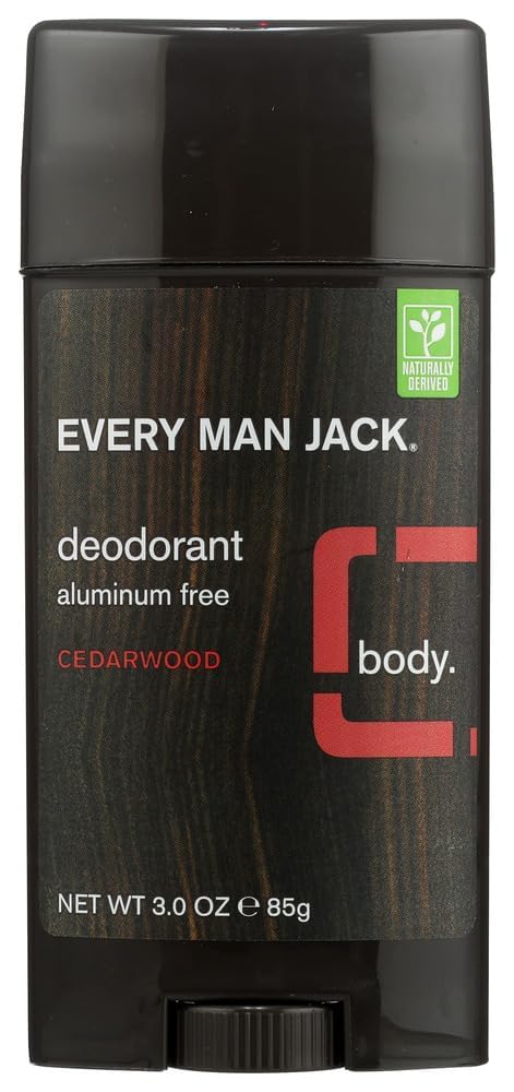 Desodorante en barra Every Man Jack con aroma a cedro para la frescura diaria.