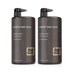 Every Man Jack Jabon Cuerpo Sandalwood, botella de 2, aroma outdoor para limpieza suave