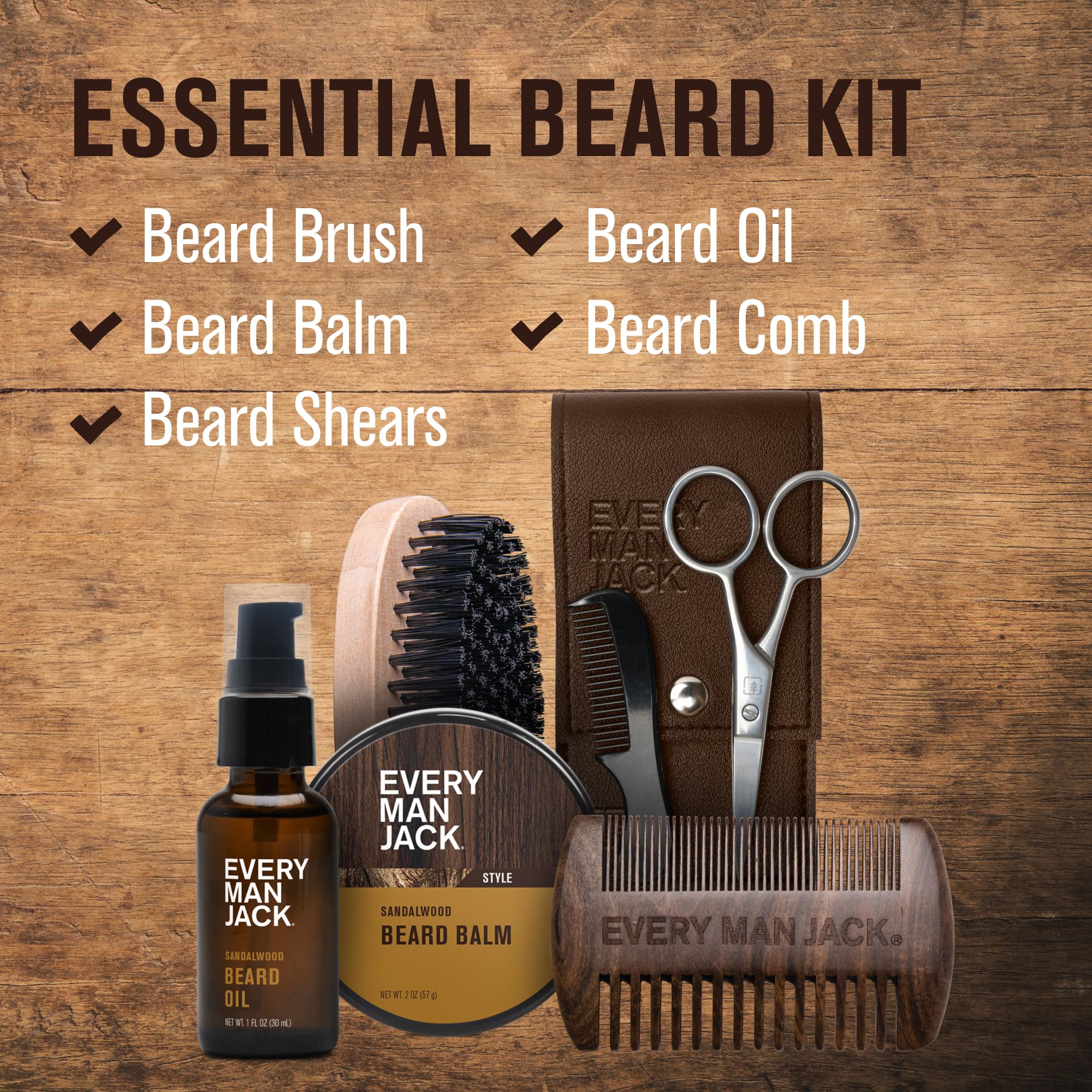 Every Man Jack bálsamo para barba con sandalo, define la forma y controla la humedad.