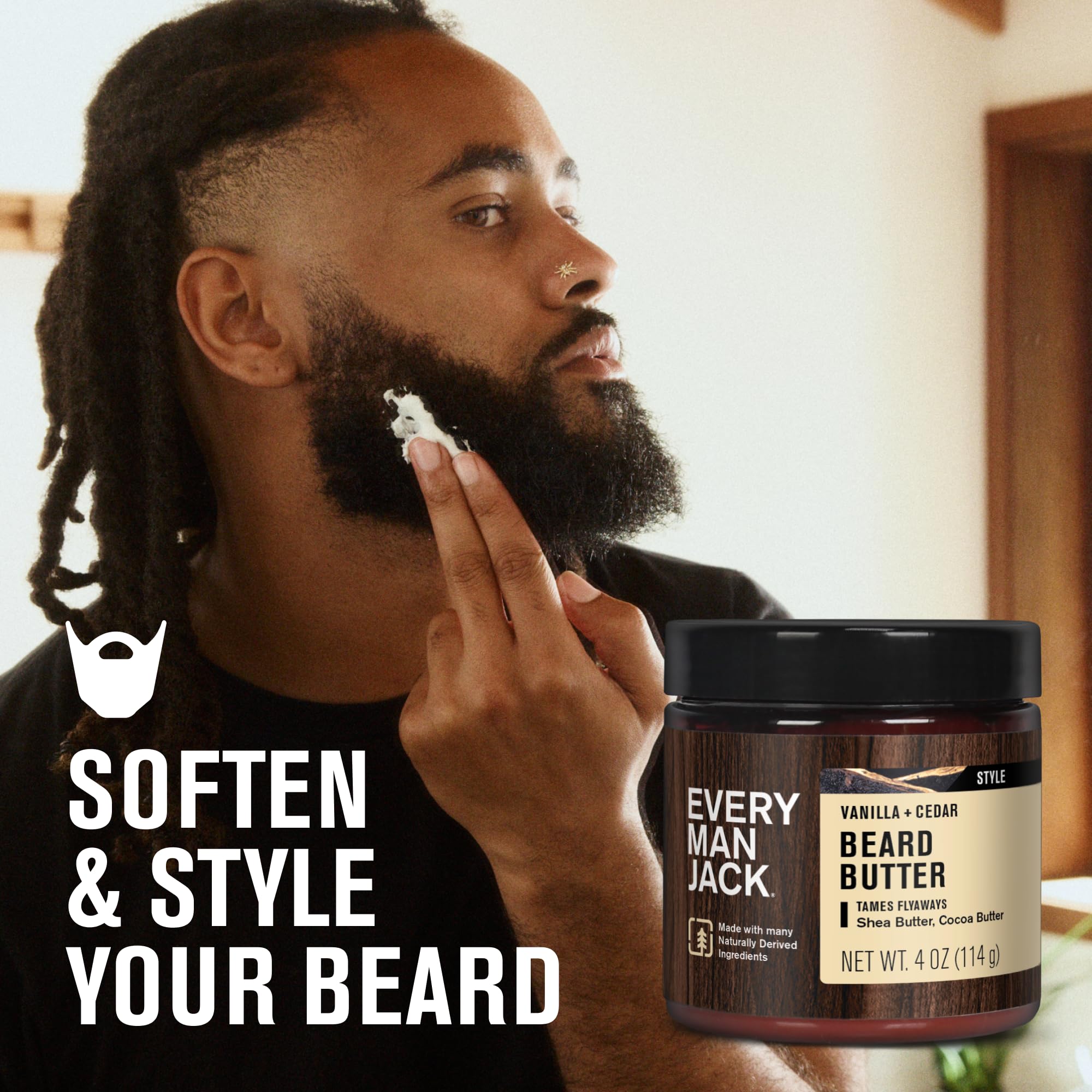 Every Man Jack mantequilla-barba textura sedosa para suavizar pelos rebeldes.