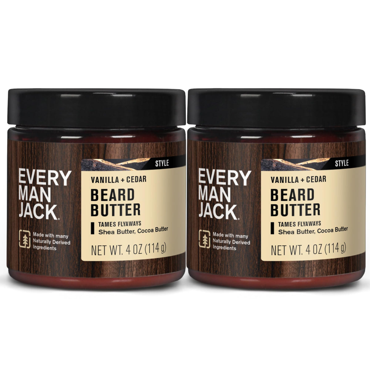 Every Man Jack mantequilla-barba vainilla-cedro 4oz 2-pack, hidratación suave para barbas secas.