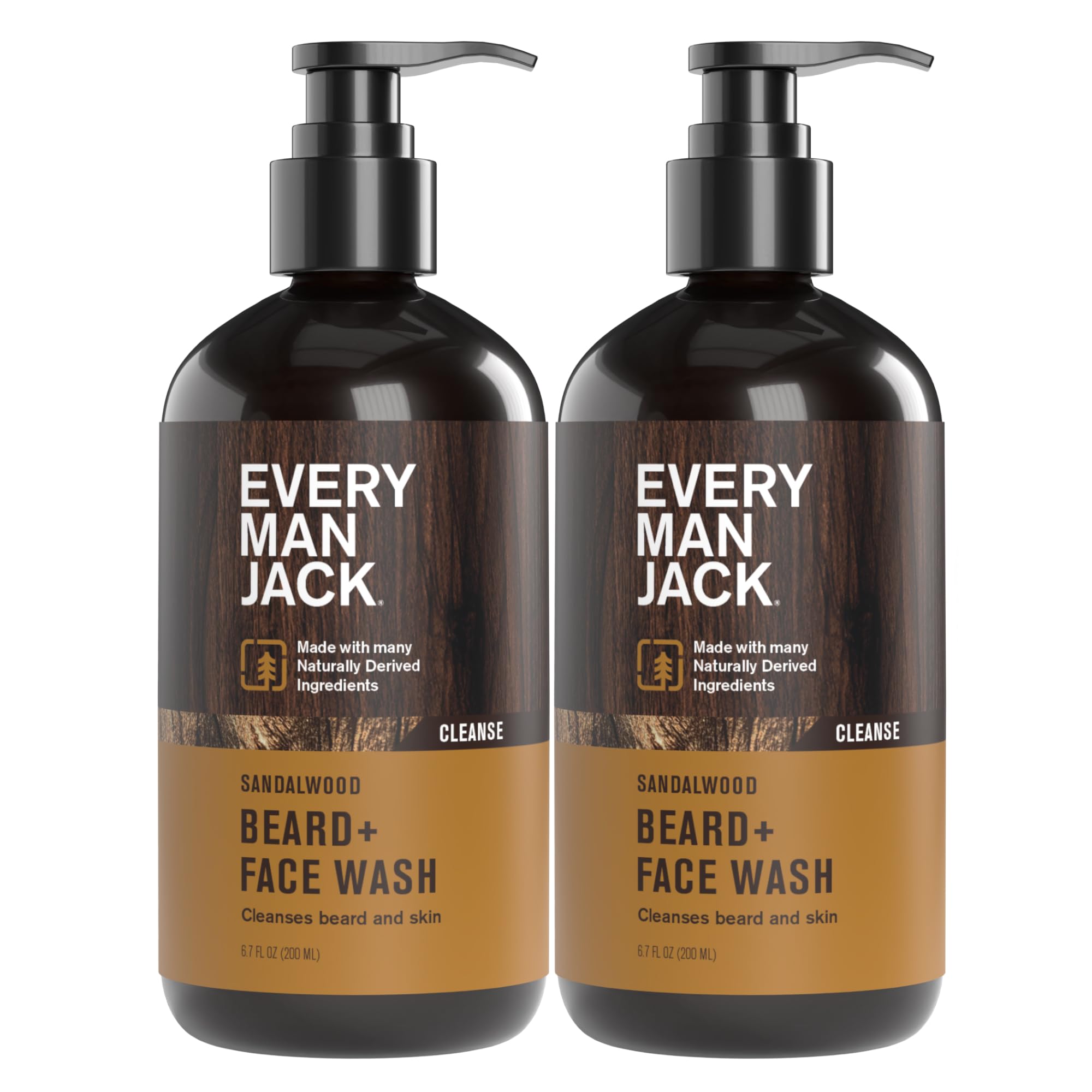 Every Man Jack lavado de barba de sándalo en botella de 6.7 oz, uso diario.