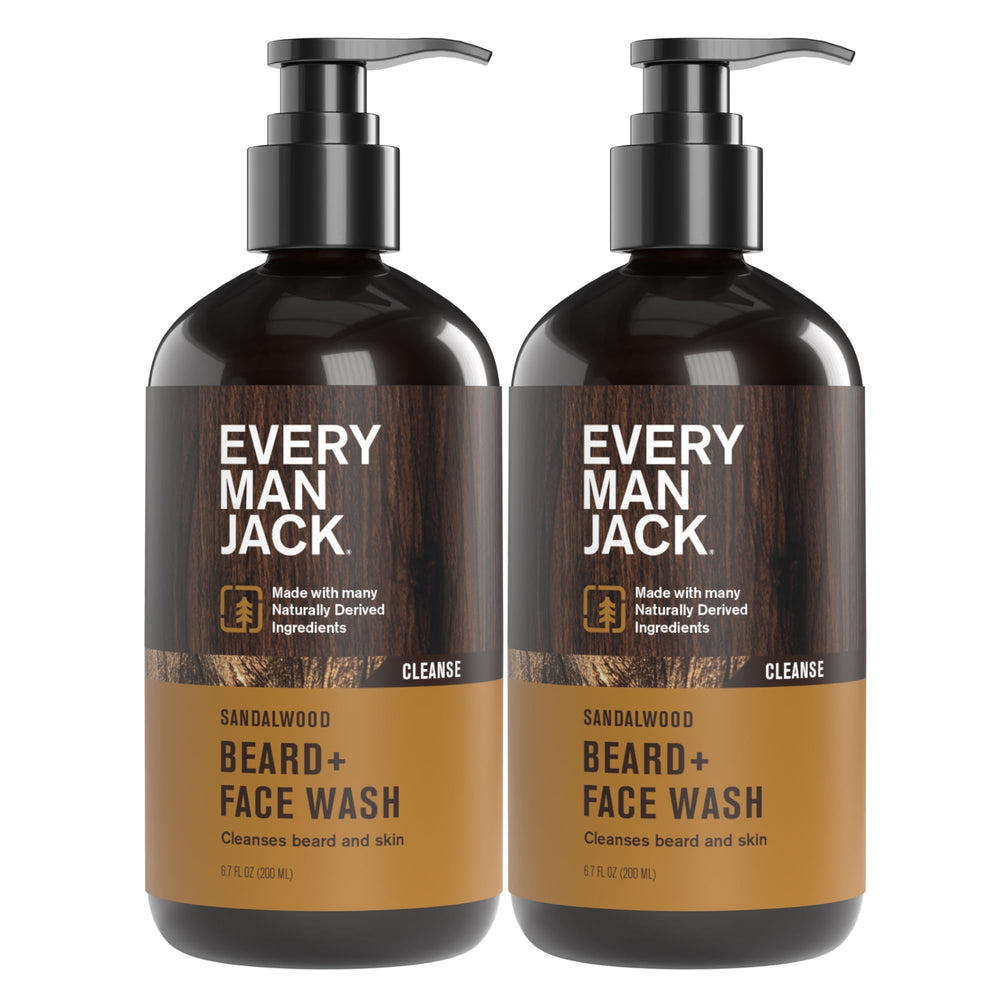 Every Man Jack lavado de barba de sándalo en botella de 6.7 oz, uso diario.