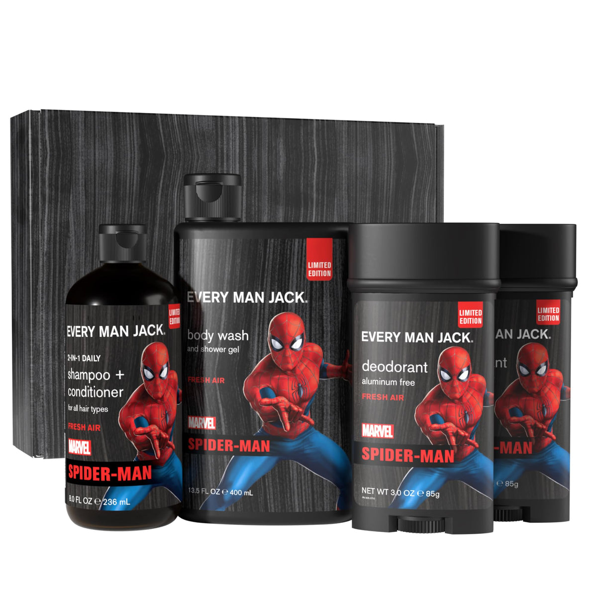Every Man Jack Spider-Man Set con gel de ducha, experiencia fresca para la rutina diaria
