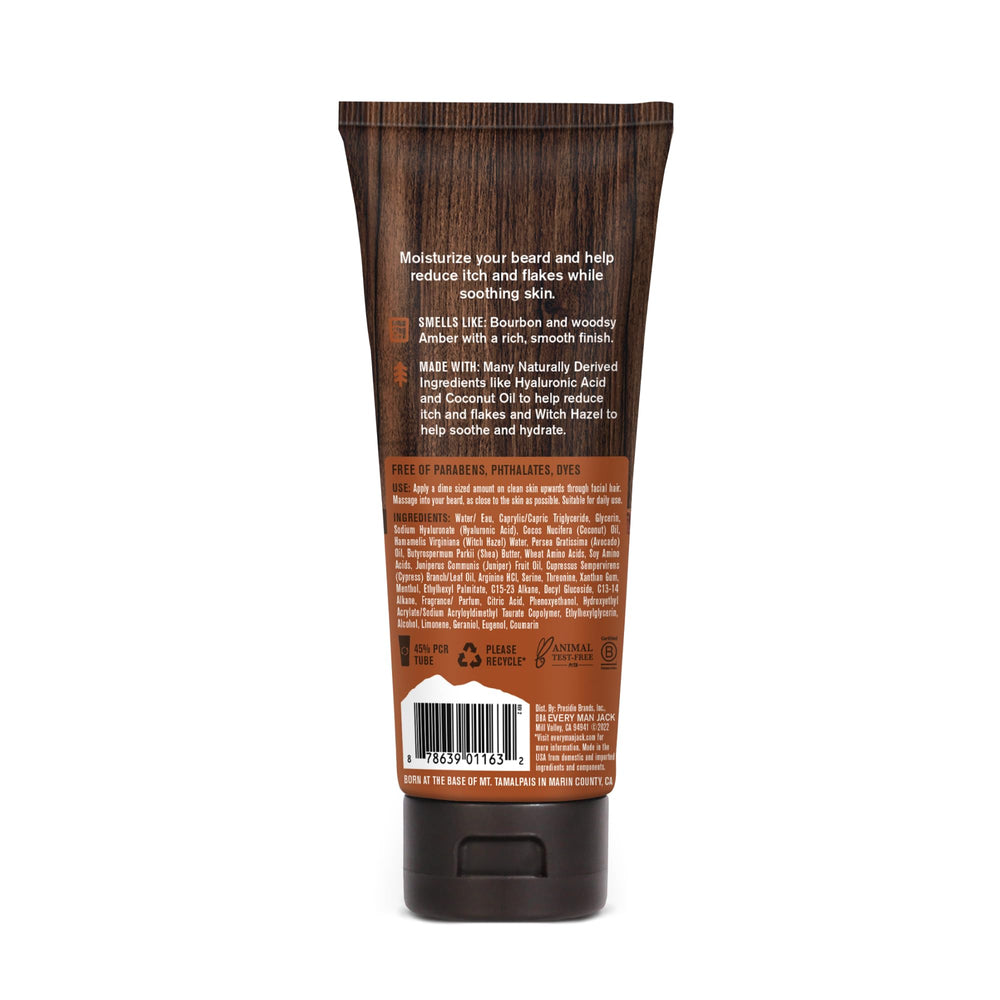 Every Man Jack hydrating-beard-care closeup shows moisturized skin and soothed beard.