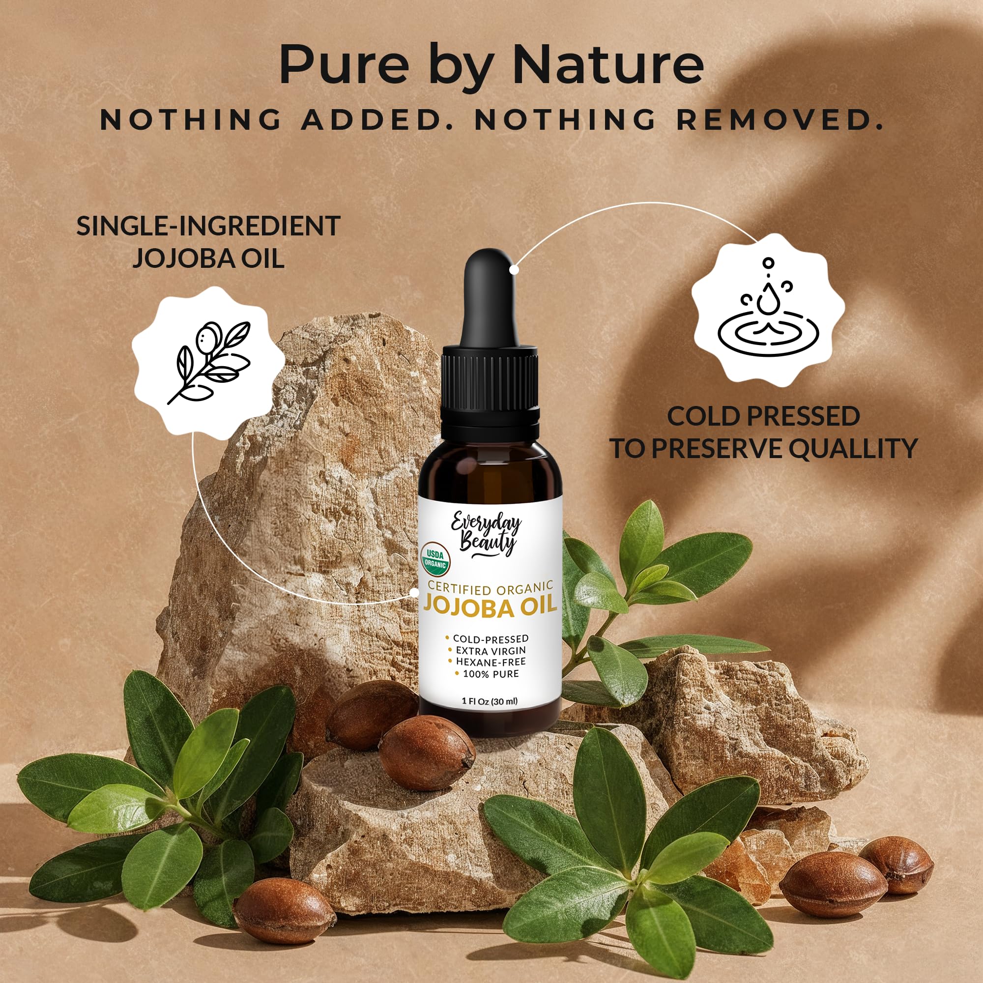 Aplicación nocturna de Aceite de Jojoba Orgánico Everyday Beauty para piel relajada